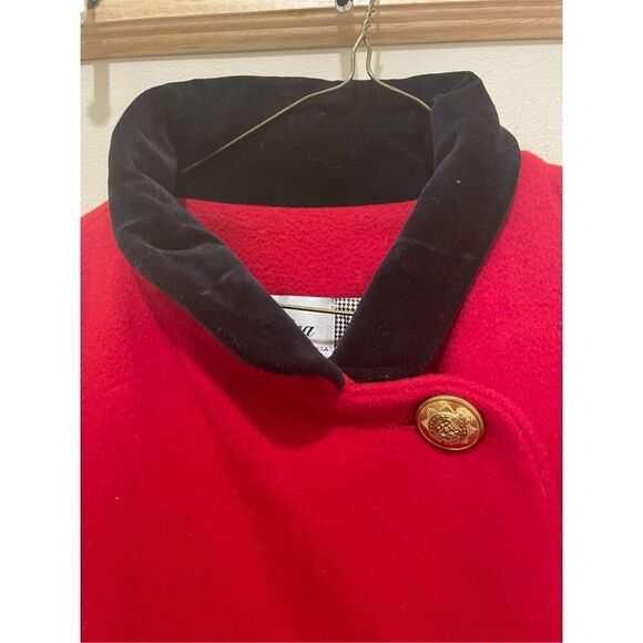 Vintage coats by Cattiva Anglo fabrics pure wool red luxe overcoat size medium - Picture 4 of 16